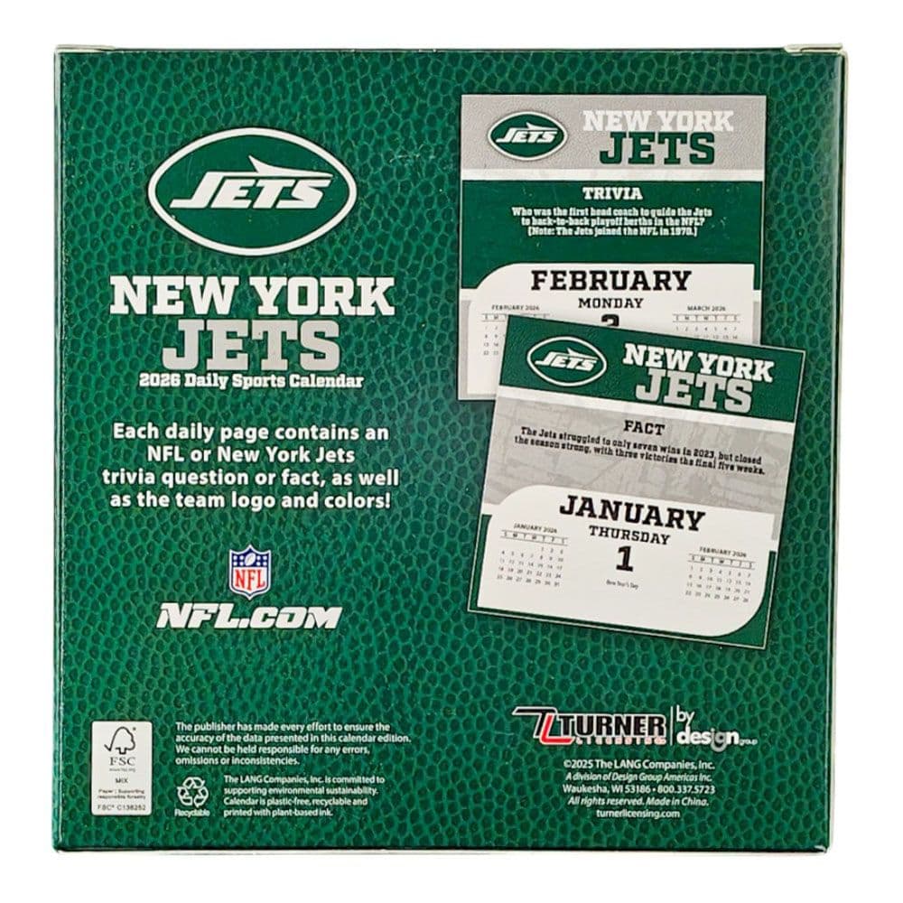 NFL New York Jets 2026 Desk Calendar Sixth Alternate Image