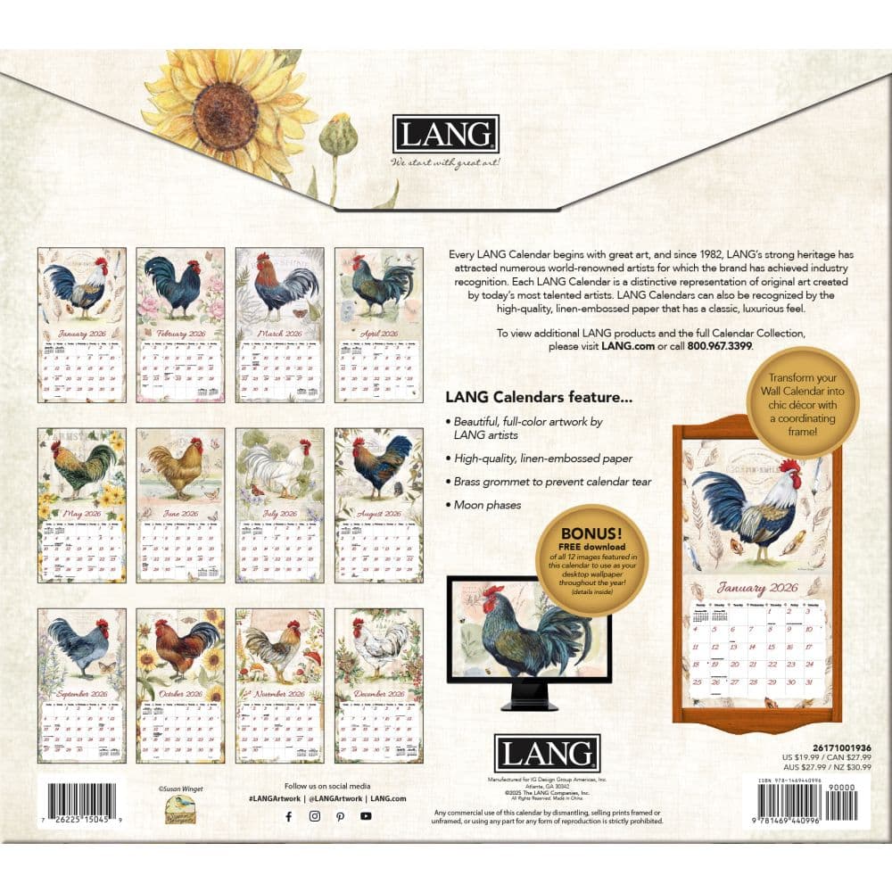 Proud Rooster Special Edition 2026 Wall Calendar First Alt