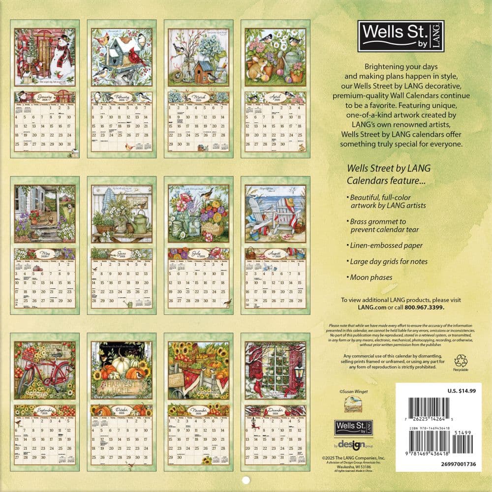 Blessings 2026 Wall Calendar, 12'' X 12'', 12-Month Calendar with Wire-O Binding