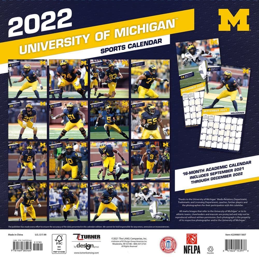 Michigan Wolverines 2022 Schedule Michigan Wolverines 2022 Wall Calendar - Calendars.com