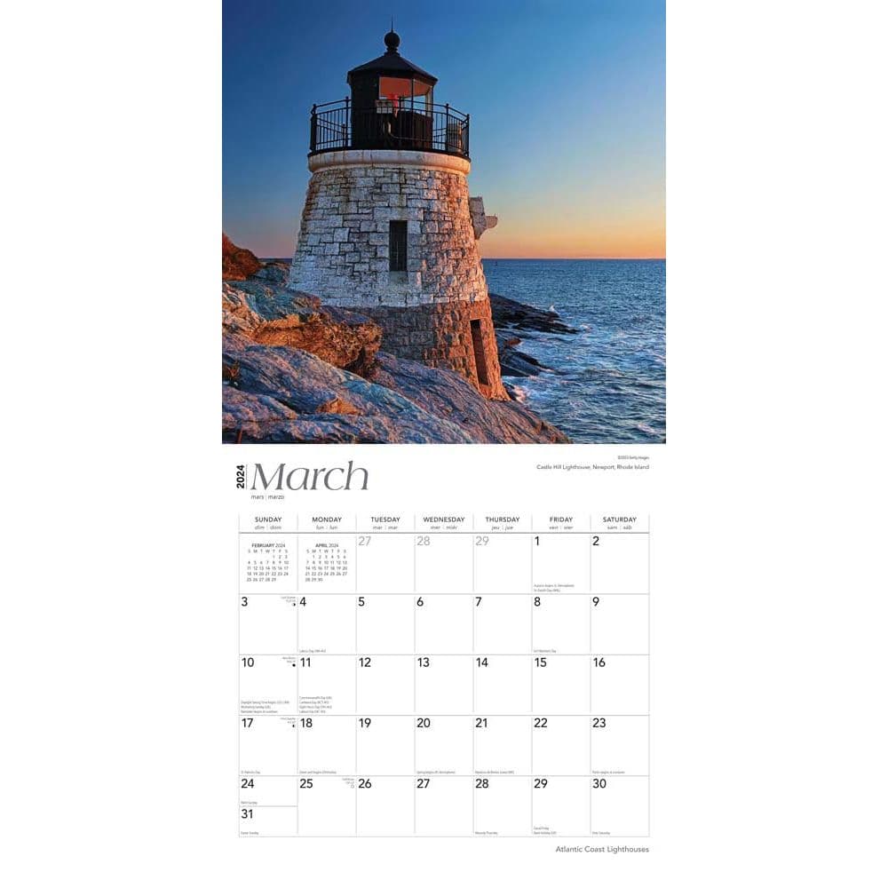 Lighthouses Atlantic Coast 2025 Wall Calendar