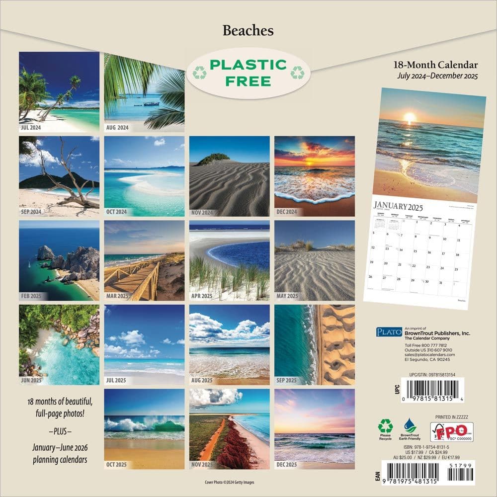 Beaches by Plato 18 Month Foil 2025 Wall Calendar First Alternate Image width=&quot;1000&quot; height=&quot;1000&quot;