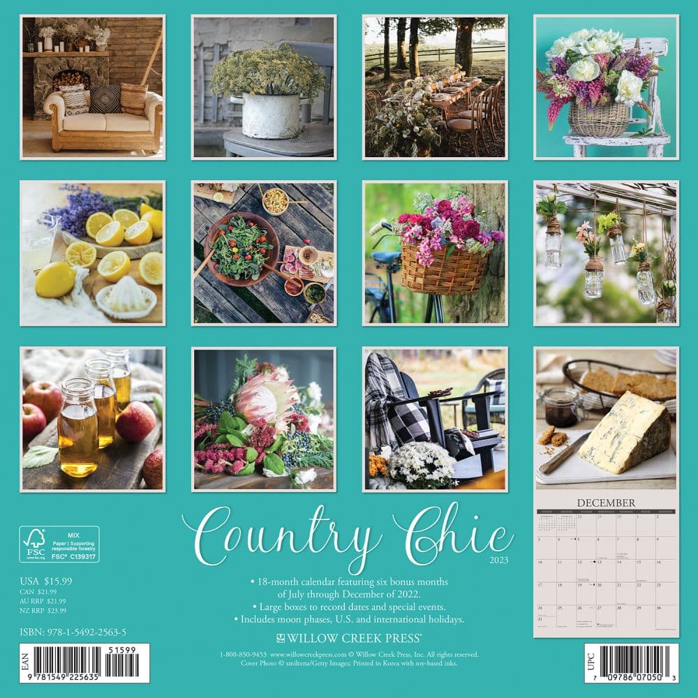 Country Chic 2023 Wall Calendar - Calendars.com