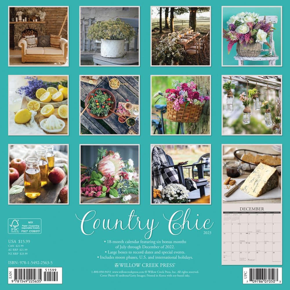 Country Chic 2023 Wall Calendar - Calendars.com Country Chic 2023 Wall Calendar - Calendars.com
