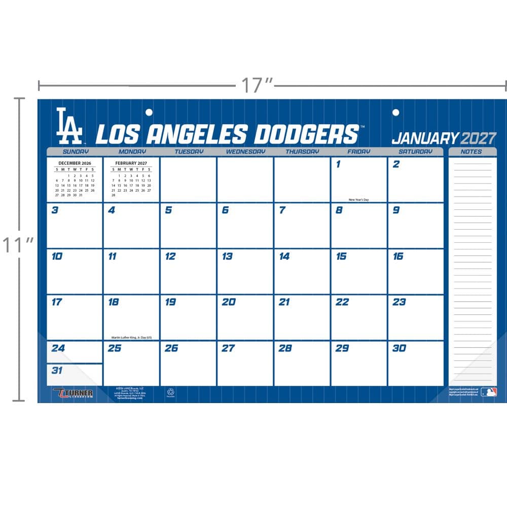 MLB Los Angeles Dodgers Small 2027 Desk Pad Third Alternate Image