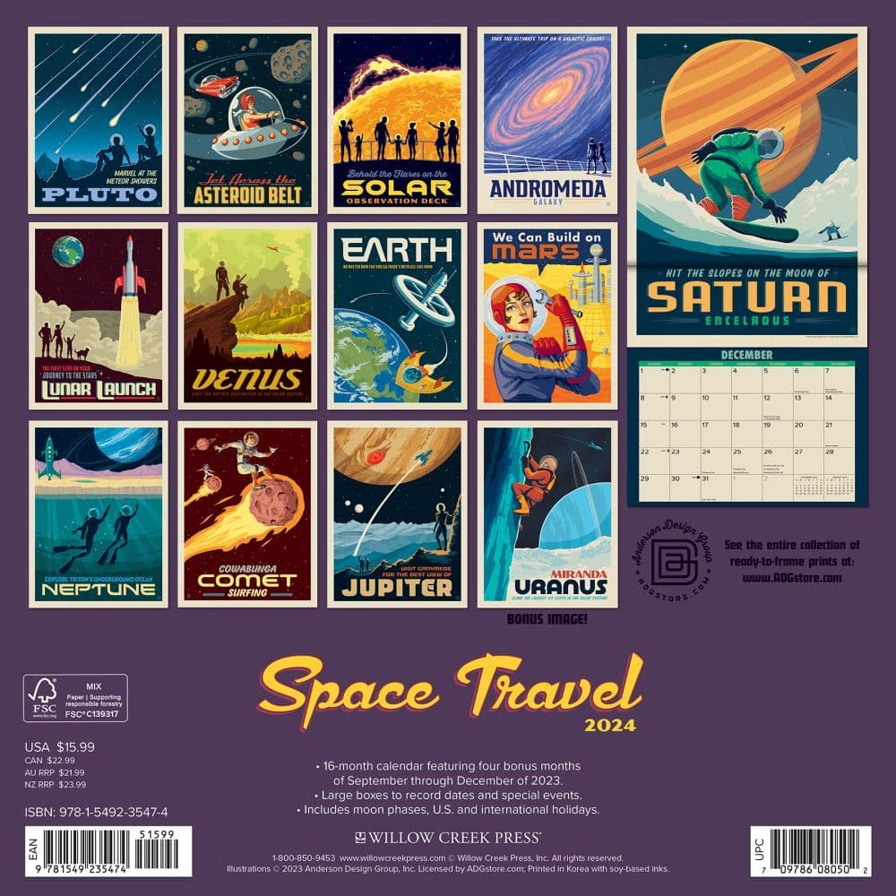Space Travel ADG 2024 Wall Calendar
