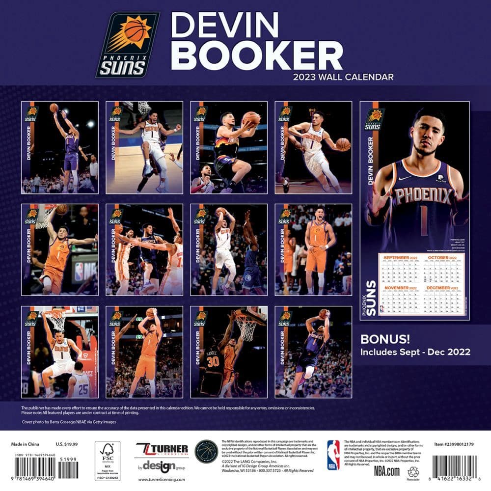 NBA Devin Booker 2023 Wall Calendar - Calendars.com