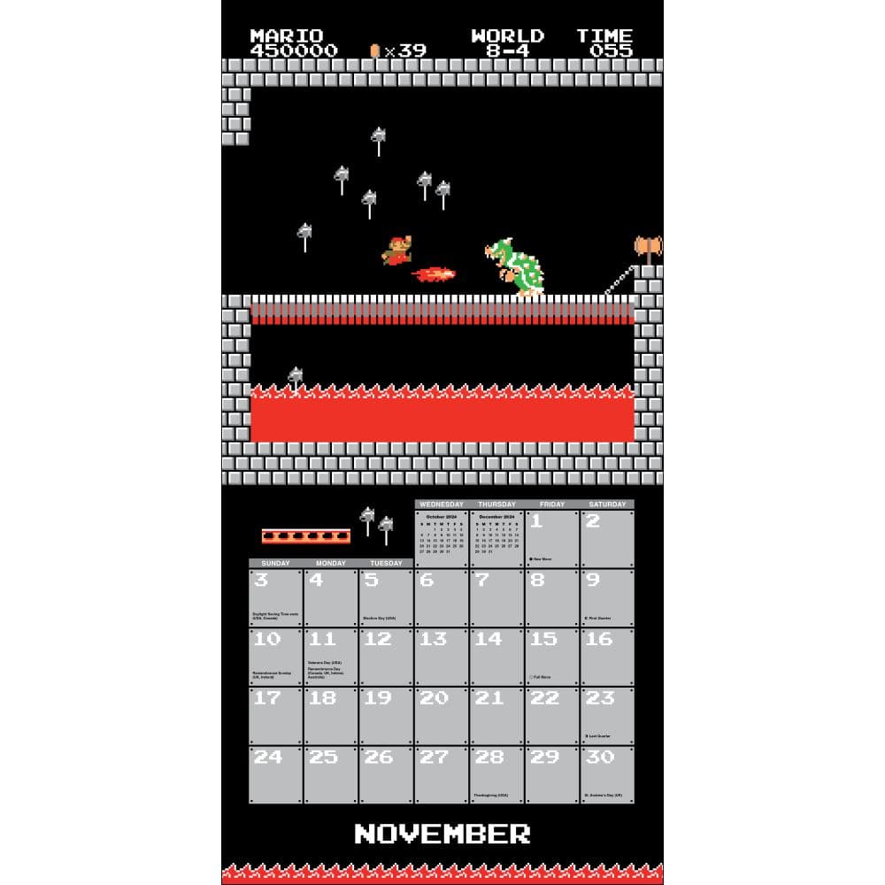 Super Mario Bros. 8Bit Retro 2024 Wall Calendar