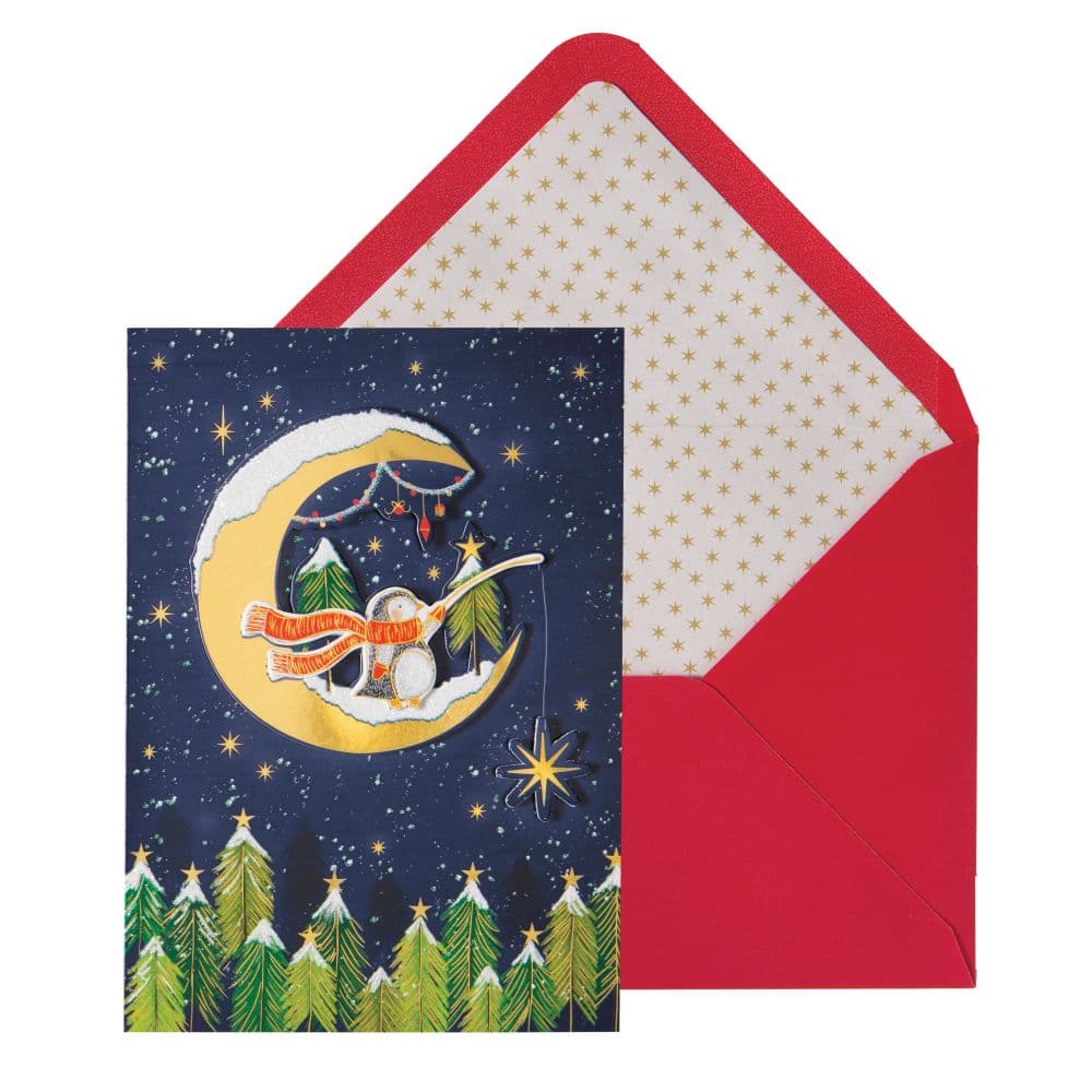 Penguin on Moon Christmas Card Main Product Image width=&quot;1000&quot; height=&quot;1000&quot;