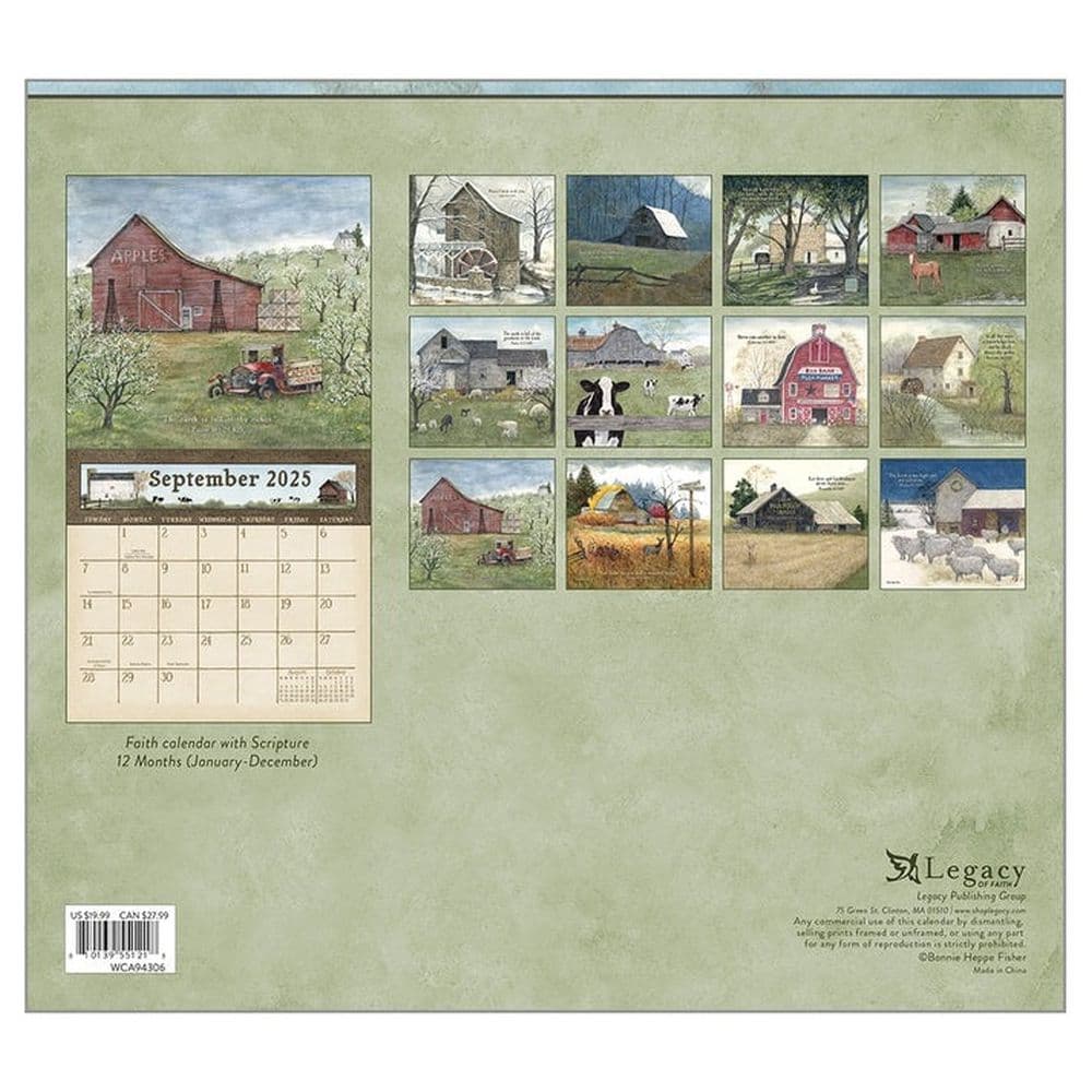 Country Blessings by Bonnie Heppe Fisher 2025 Wall Calendar