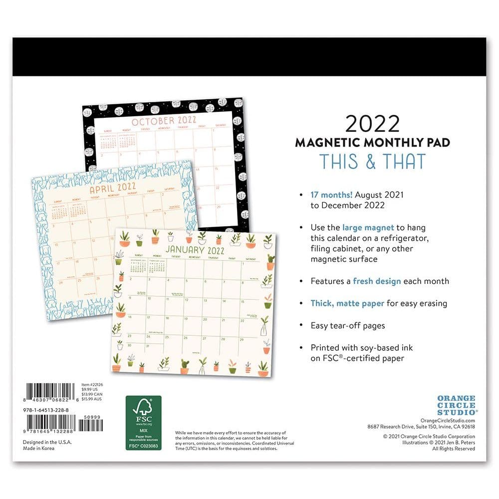 This And That 2022 Magnetic Monthly Desk Pad Calendars Com