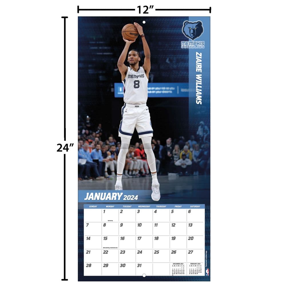 Memphis Grizzlies 2024 Wall Calendar