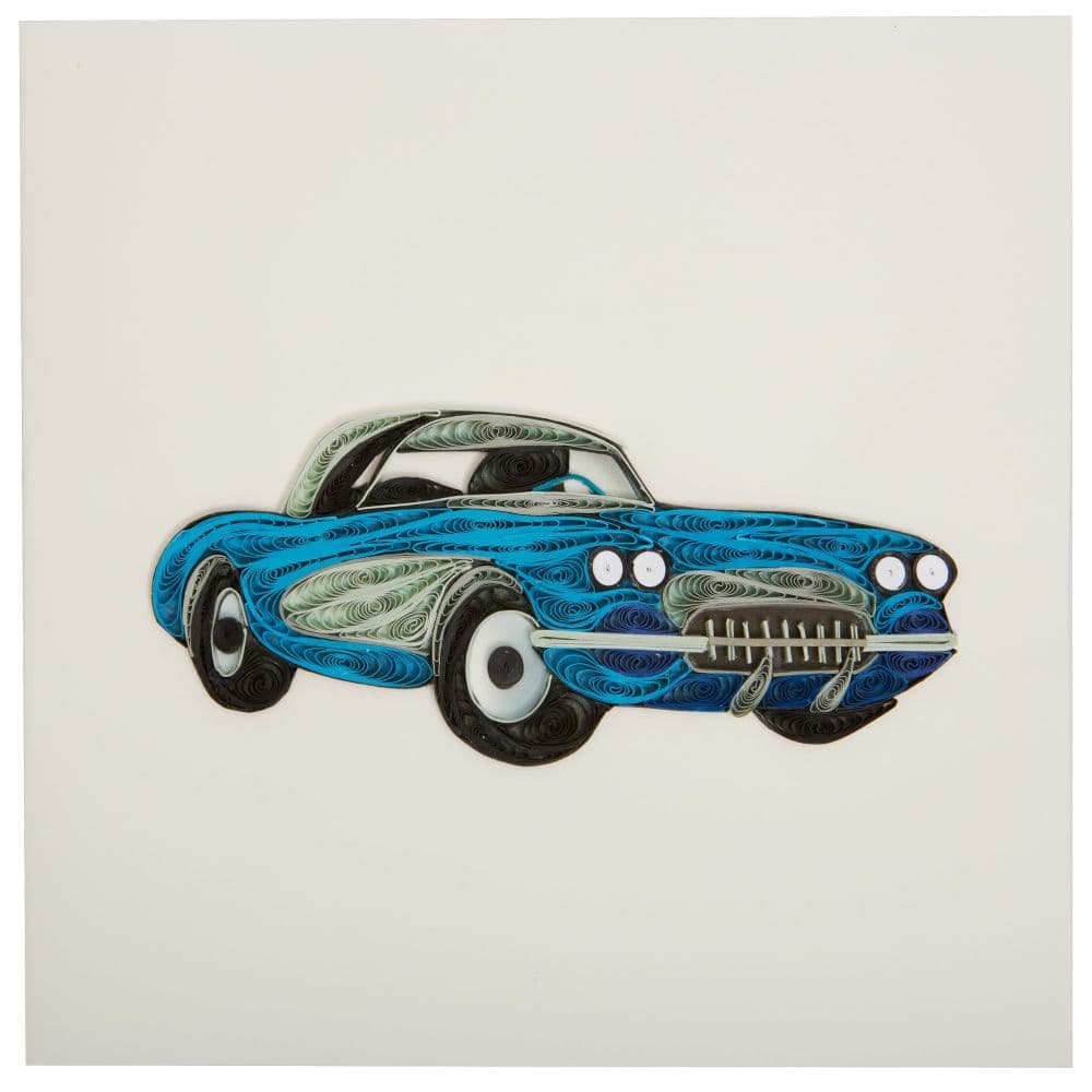 Blue Classic Car Quilling Birthday Card First Alternate Image width="1000" height="1000"