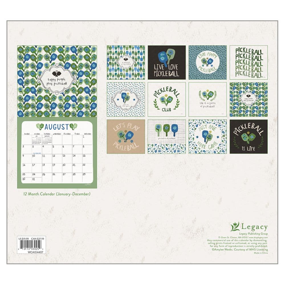 Pickleball 2026 Wall Calendar First Alternate Image