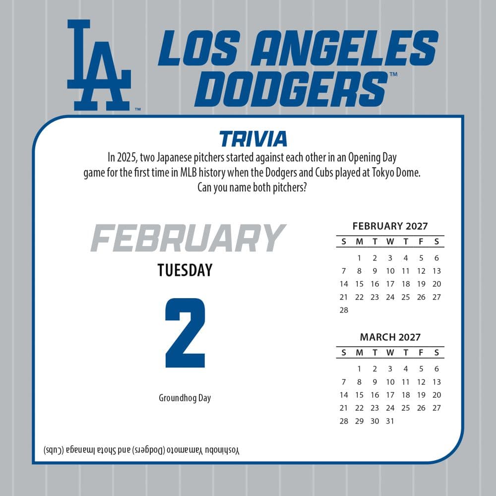 MLB Los Angeles Dodgers 2027 Desk Calendar Third Alternate Image