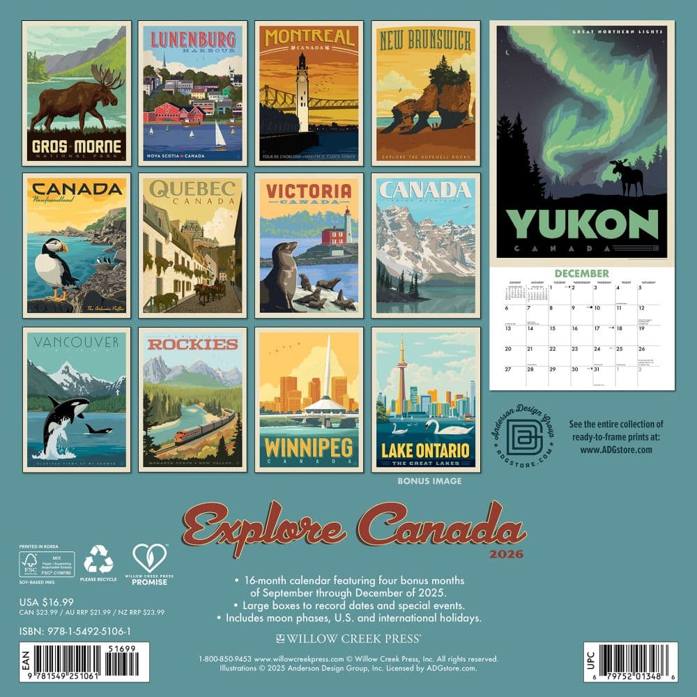 Explore Canada Classic Travel Posters 2026 Wall Calendar First Alternate Image