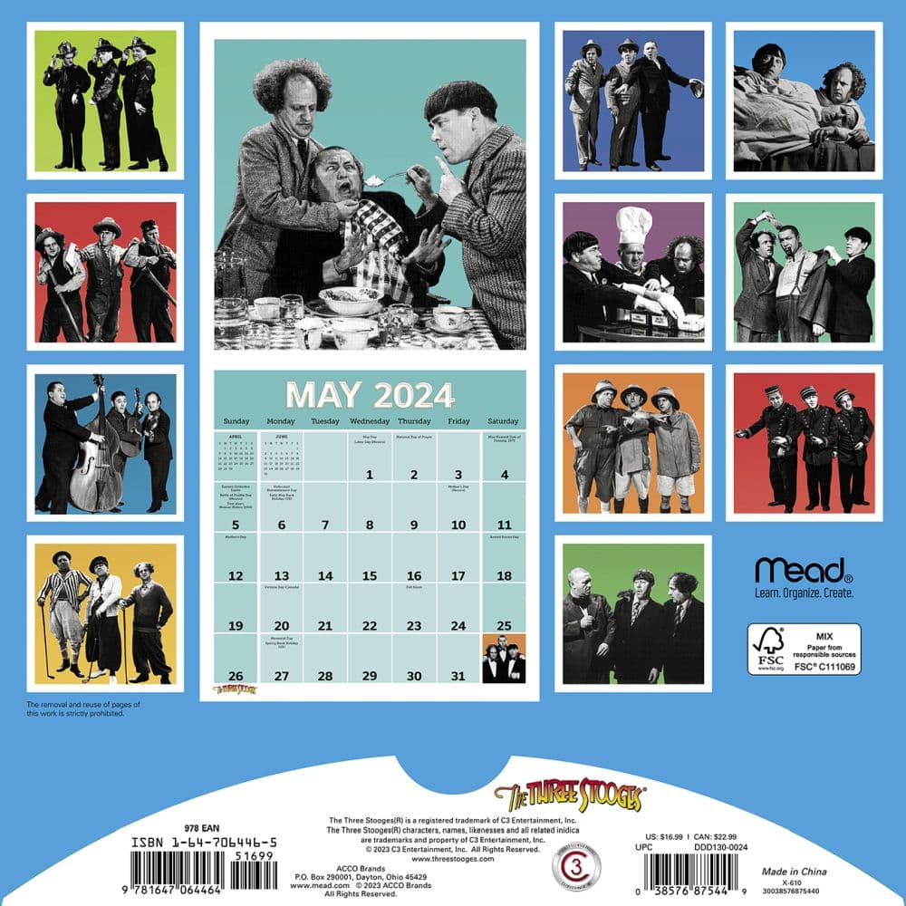 Three Stooges 2024 Wall Calendar