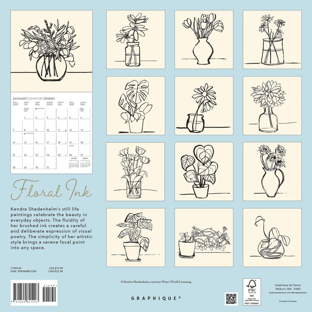 Floral Ink 2024 Wall Calendar First Alternate Image width=&quot;1000&quot; height=&quot;1000&quot;