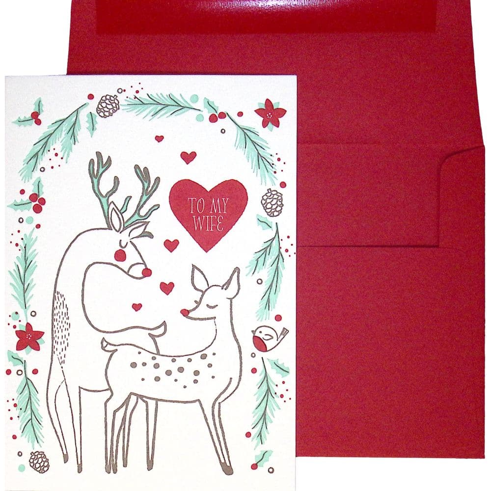 Deer Couple Letterpress Christmas Card Main Product Image width="1000" height="1000"