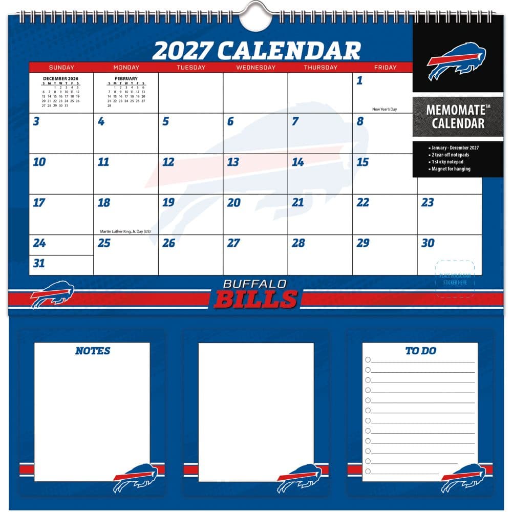 Buffalo Bills 2027 12" x 12" Memomate Spiral Calendar