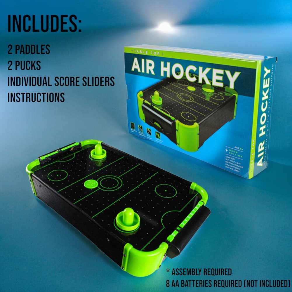 Tabletop Air Hockey 20 inch (Neon) Box and Game