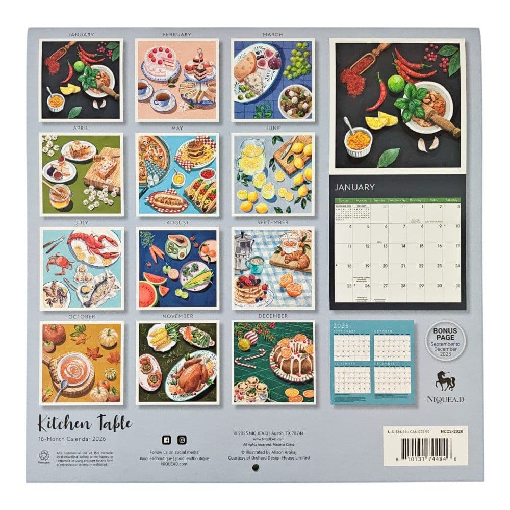Kitchen Table 2026 Wall Calendar First Alternate Image