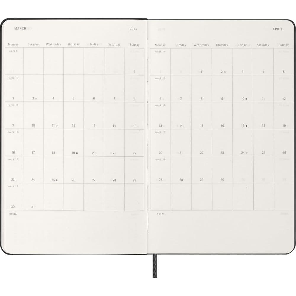 Moleskine Large Vertical Black Hard Cover 2026 Planner Second Alternate Image