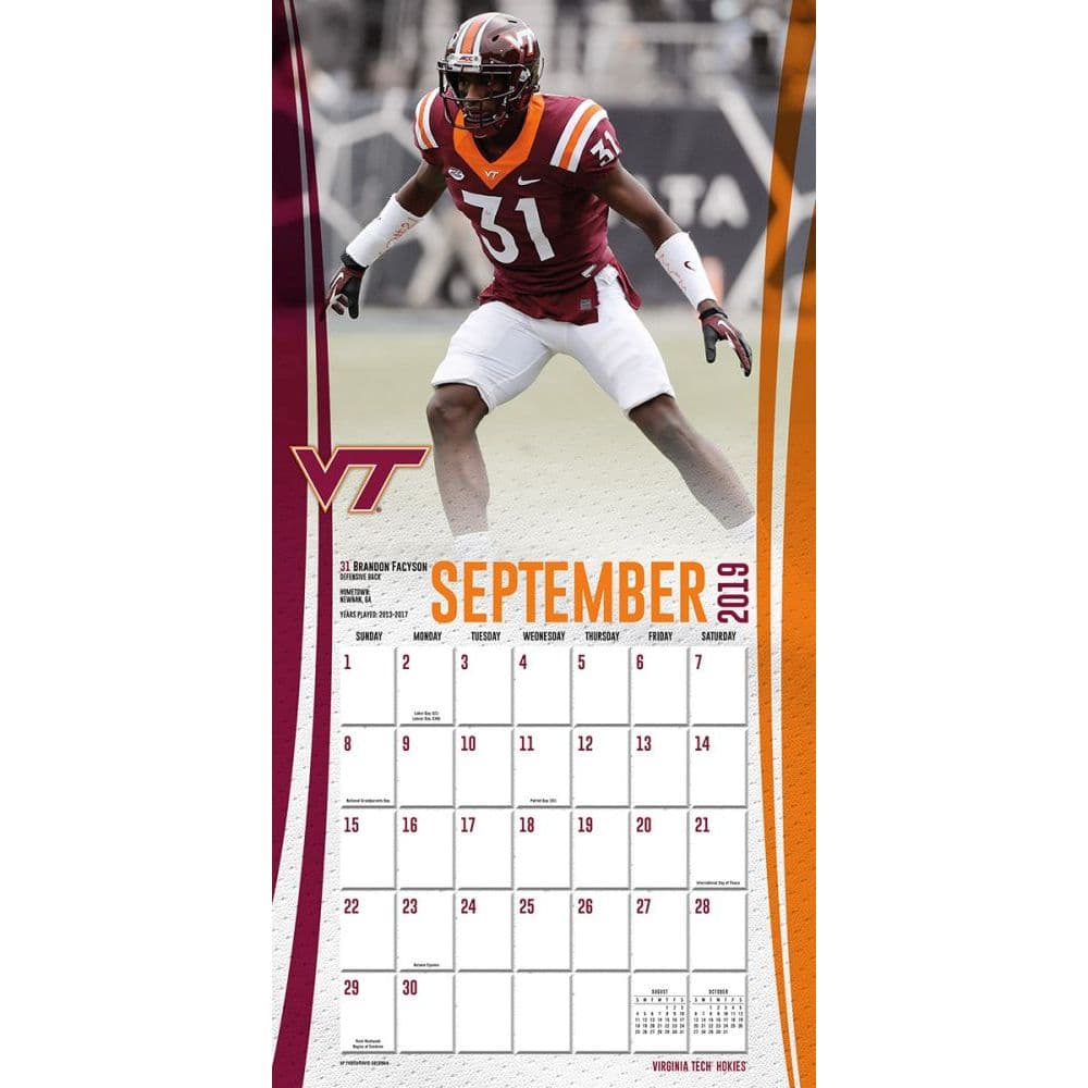 Virginia Tech Hokies Wall Calendar Calendars Com