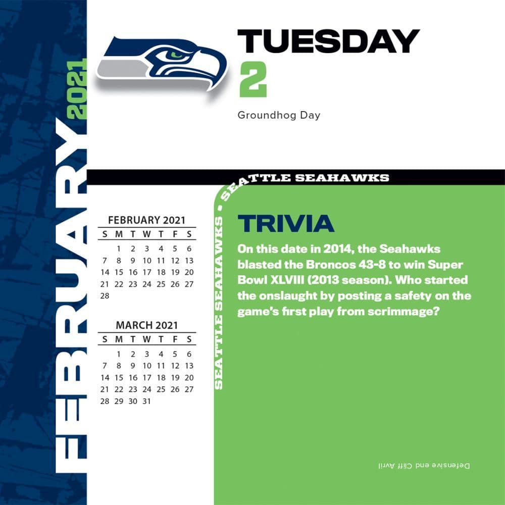 Seattle Seahawks 2021 Desk Calendar Calendars Com