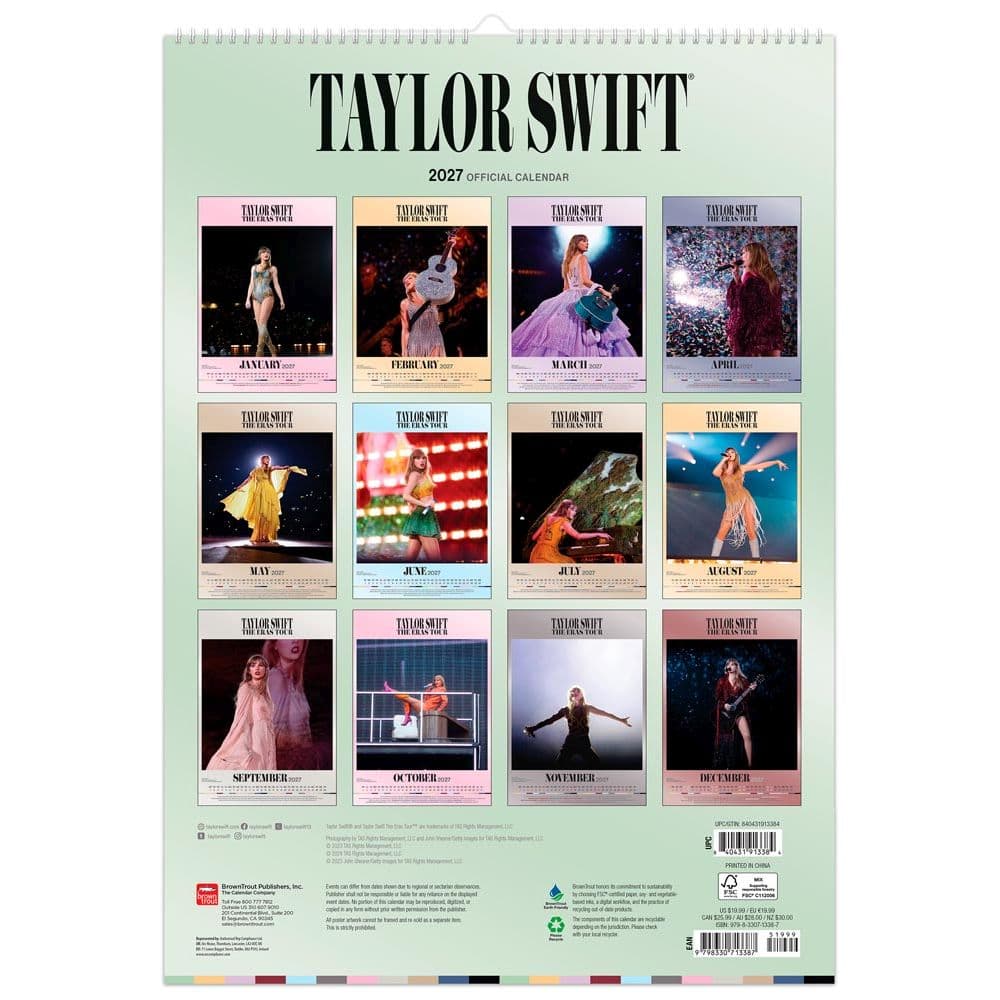 Taylor Swift Poster 2027 Wall Calendar First Alternate Image