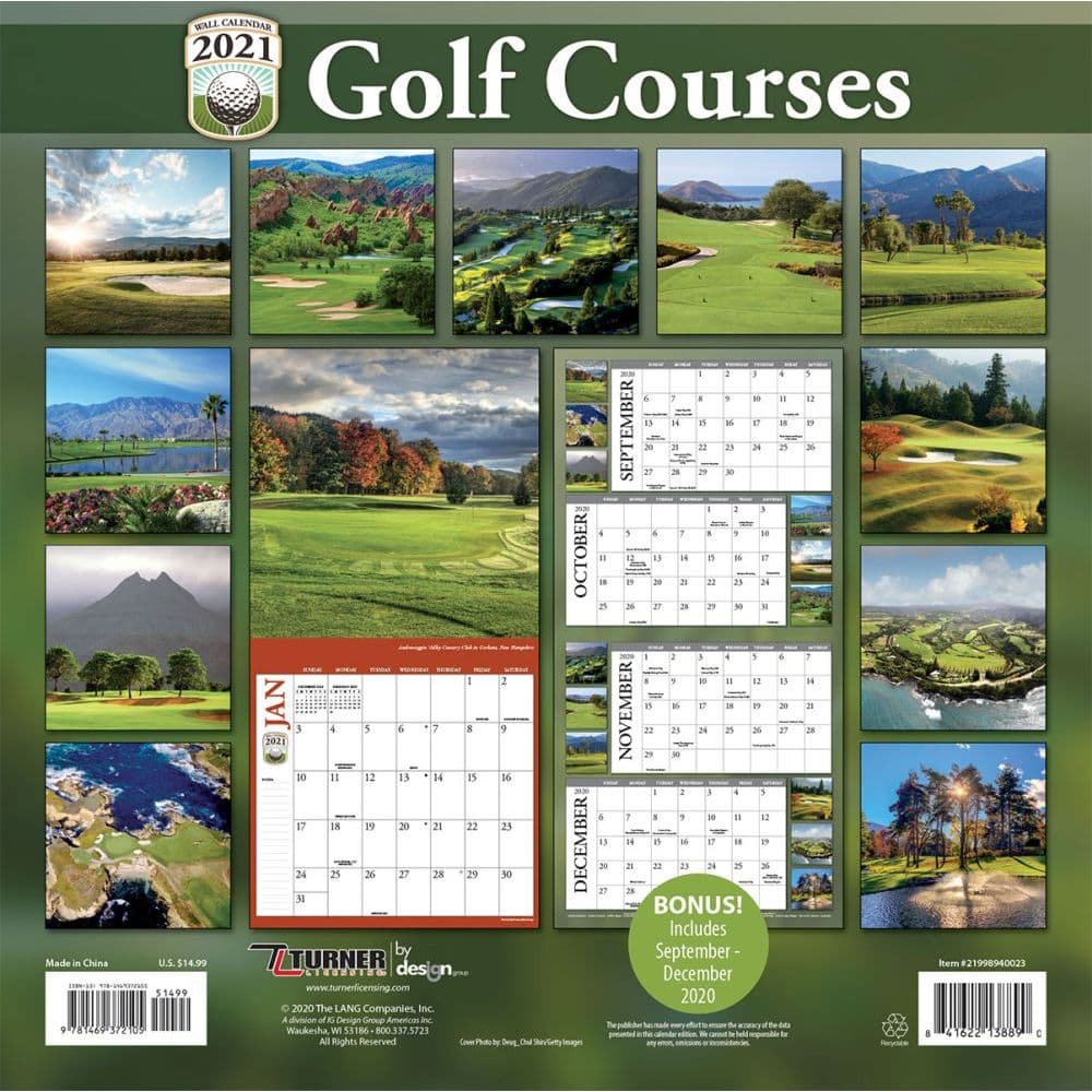 Golf Courses Photo Wall Calendar