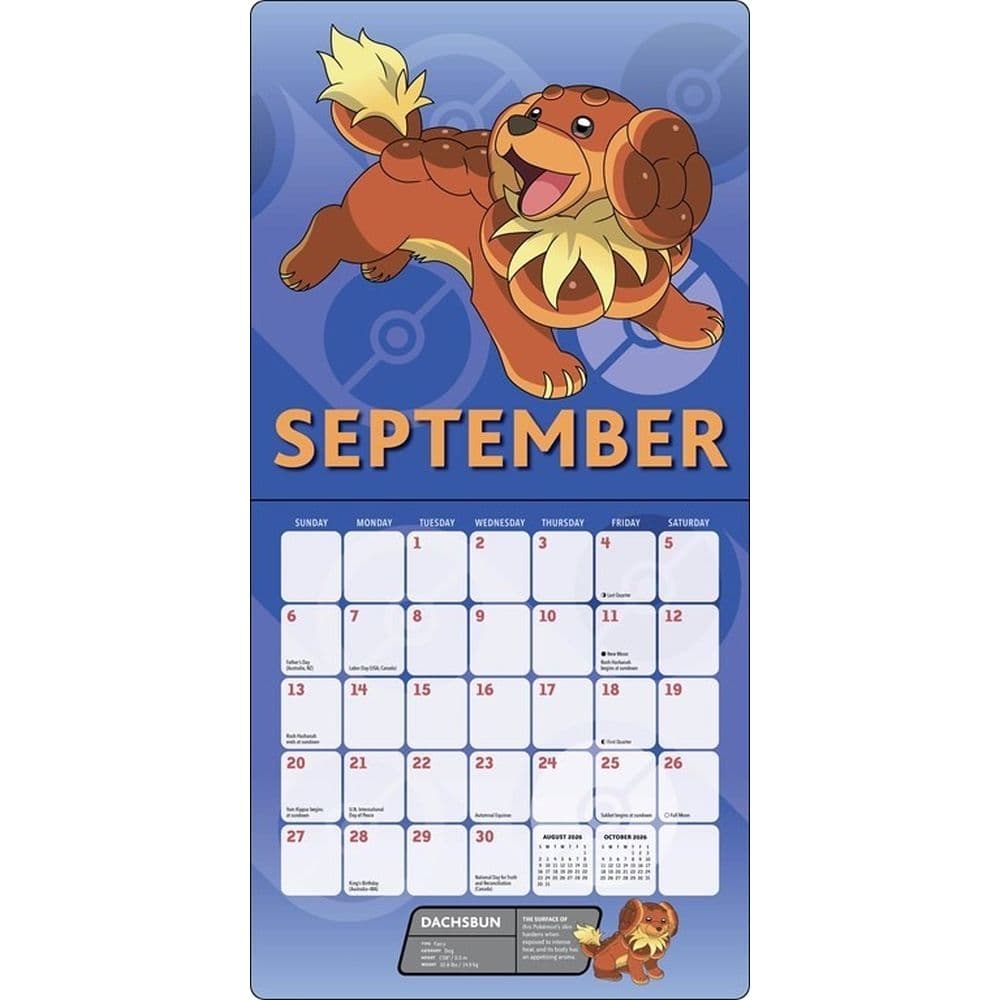 Pokemon 2026 Wall Calendar Fourth Alternate Image