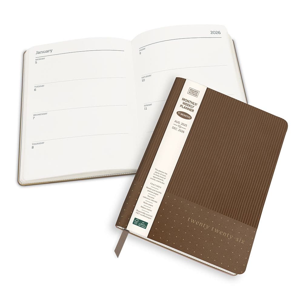 Dots on Mocha Brown Textured 2026 Planner Sixth Alternate Image
