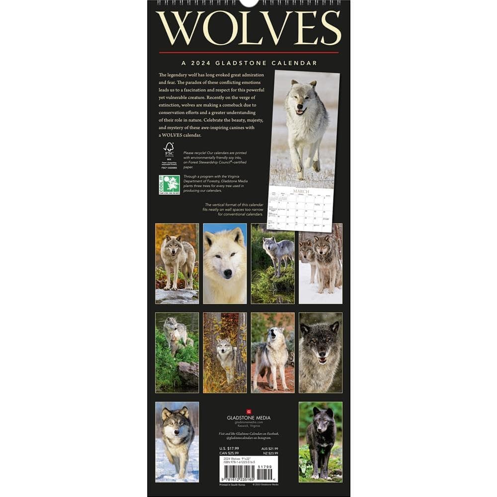 Wolves 2024 Slim Wall Calendar First Alternate Image width=&quot;1000&quot; height=&quot;1000&quot;