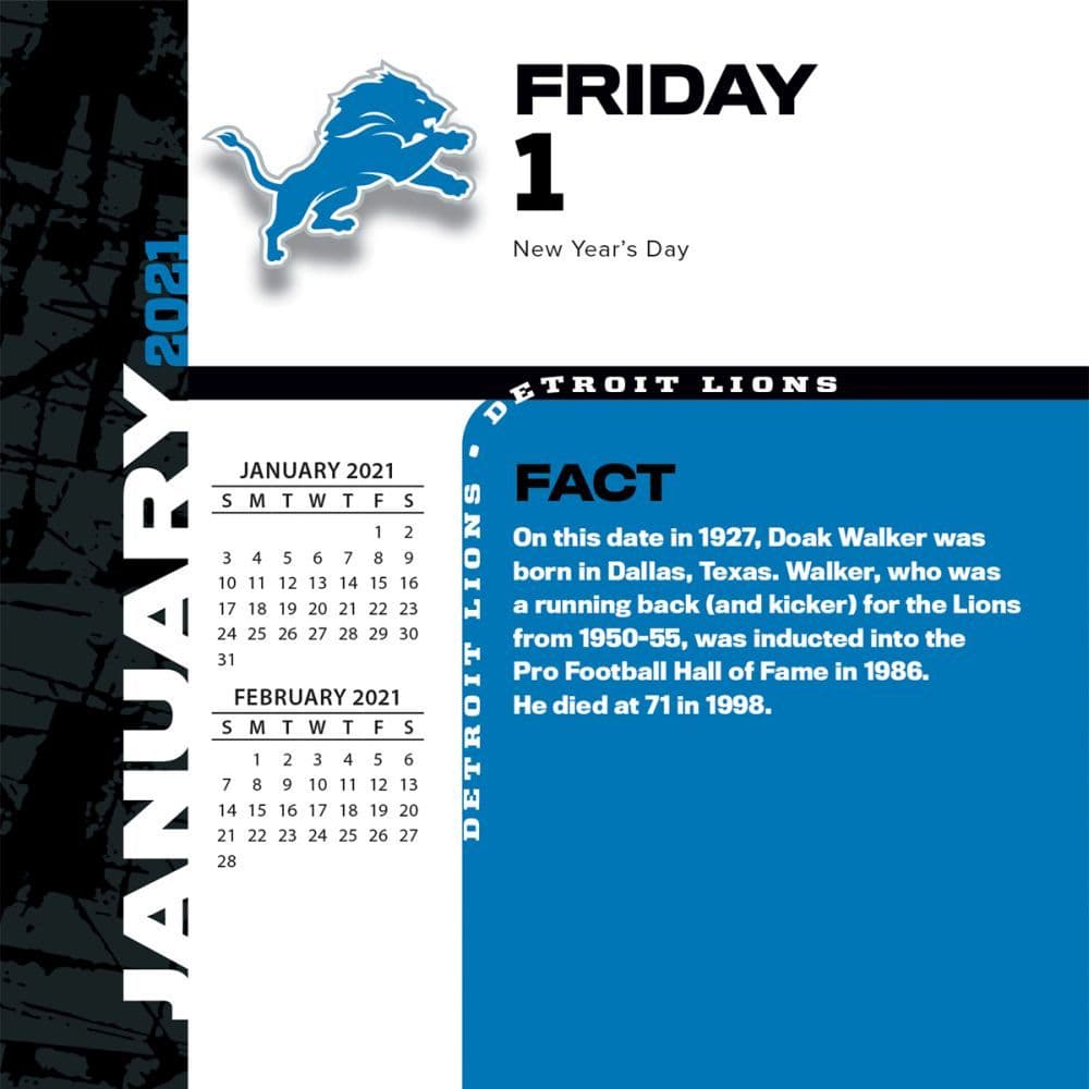 Detroit Lions Desk Calendar