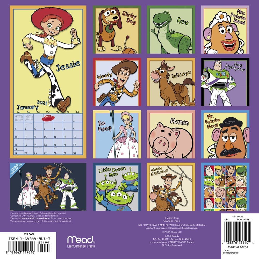 Toy Story 4 Wall Calendar