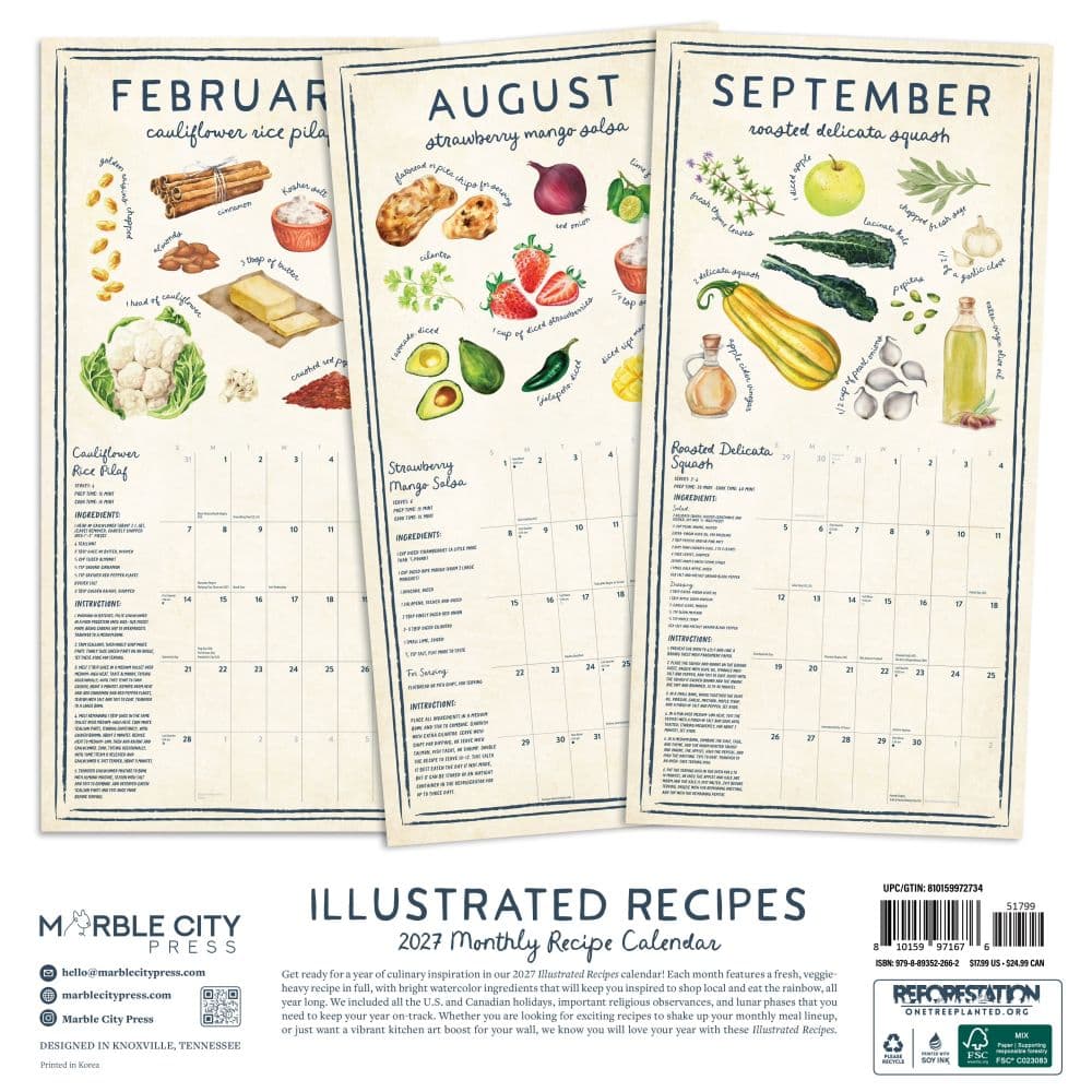 Farmers Market Illustrated Recipes 2027 Wall Calendar First Alternate Image