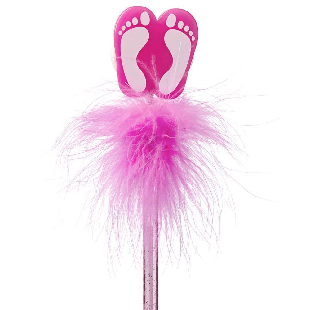 Mallo Pink Feather Pen Flip Flops Main Image