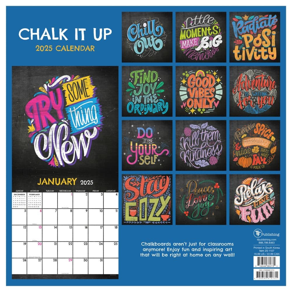 Chalk It Up 2025 Wall Calendar back