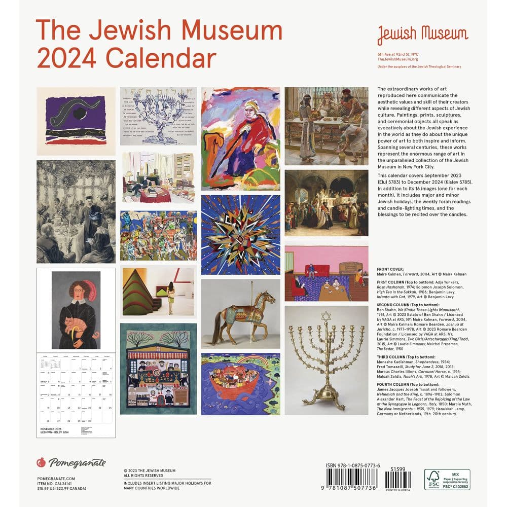 Jewish Museum 2024 Wall Calendar - Calendars.com