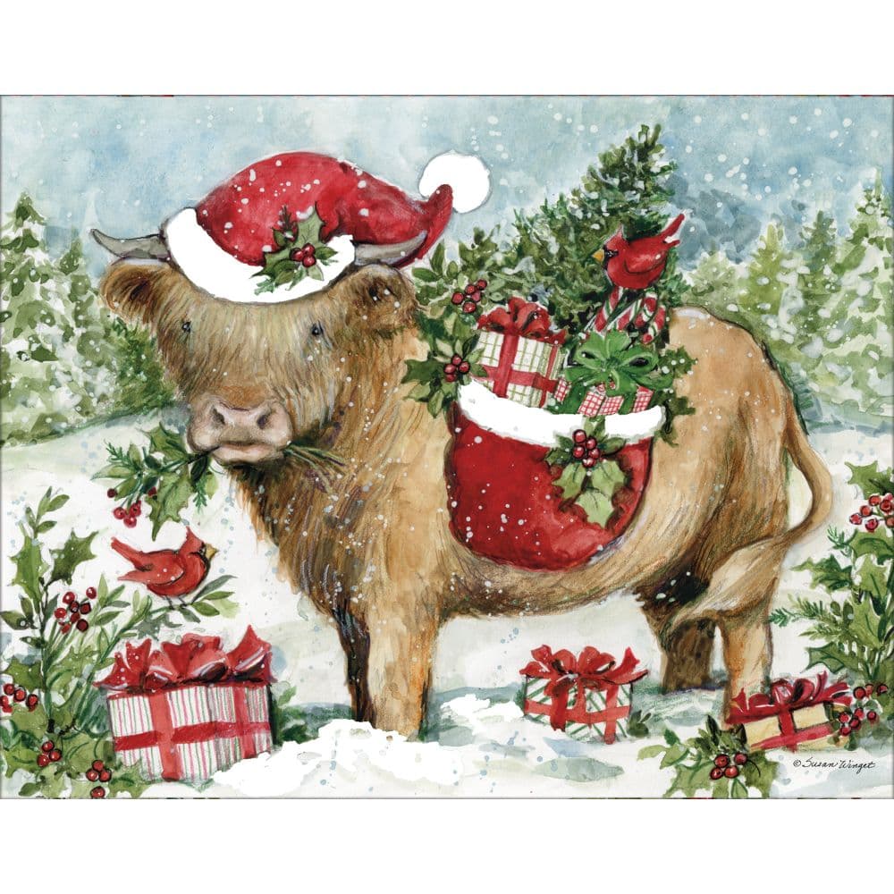 Holiday Highland Cow Boxed Christmas Cards First Alternate Image