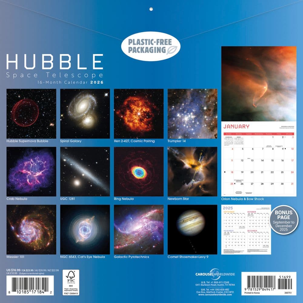 Hubble Space 2026 Wall Calendar First Alternate Image