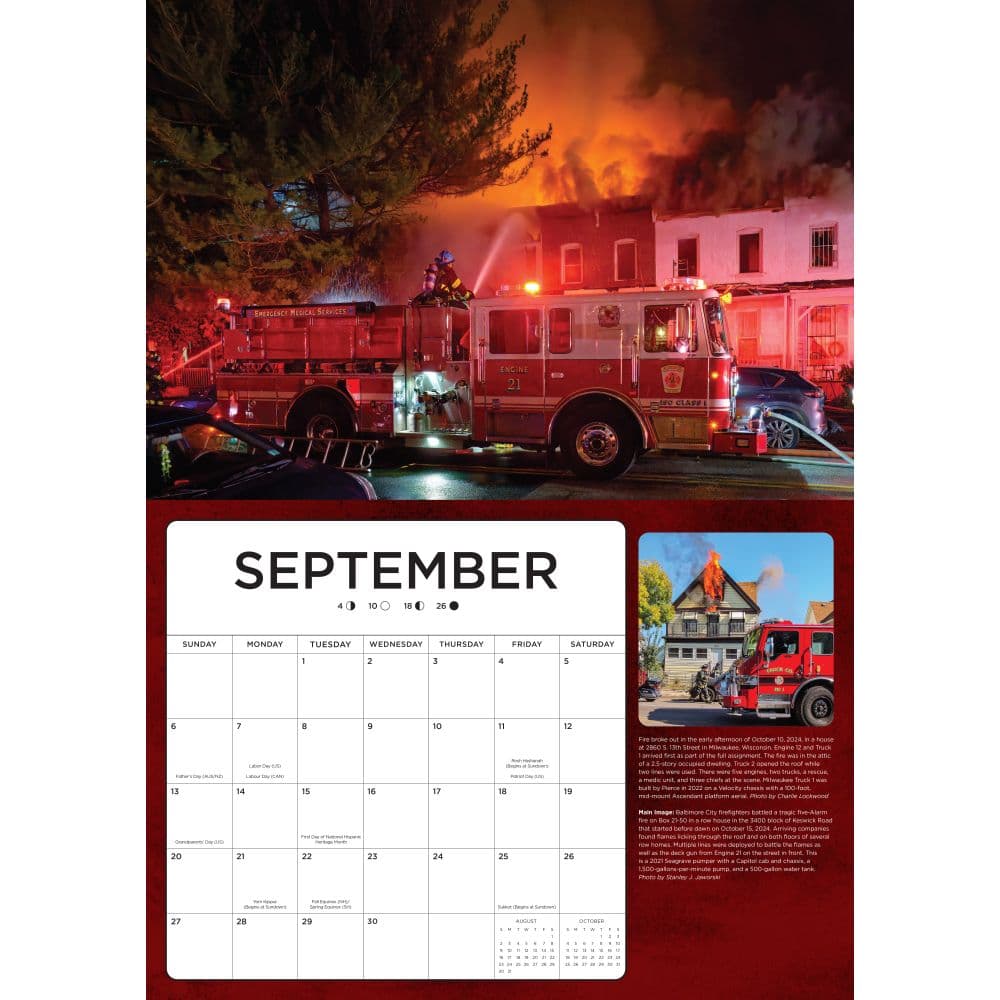 Fire Trucks in Action 2026 Wall Calendar Fourth Alternate Image