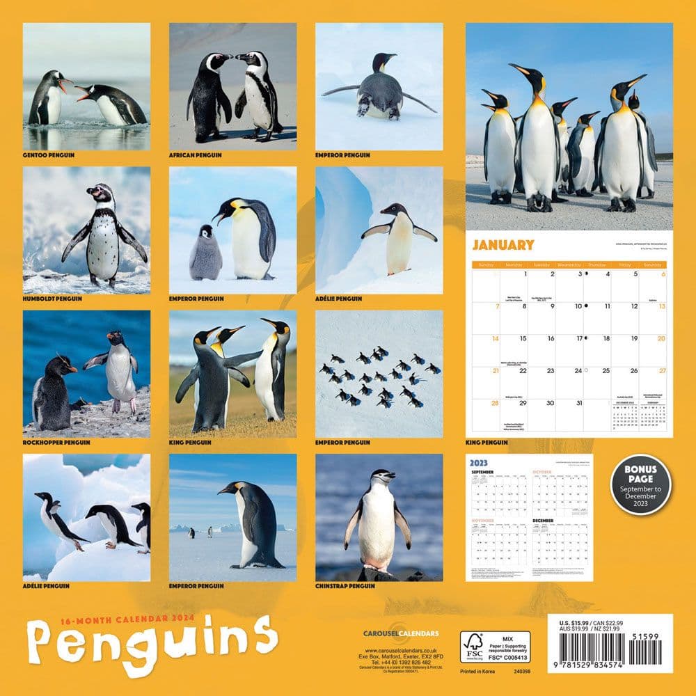 Penguins 2024 Wall Calendar