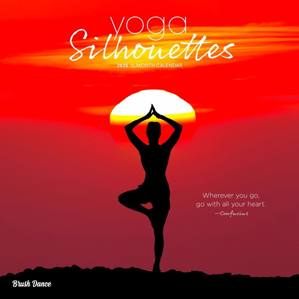 Yoga Silhouettes Brush Dance 2025 Wall Calendar