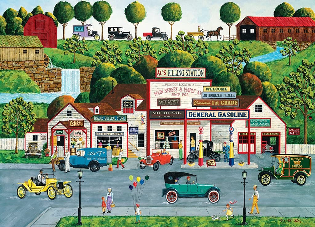 Hometown Gallery - The Old Filling Station Puzzle 1000 Piece Puzzle Alternate Image 1