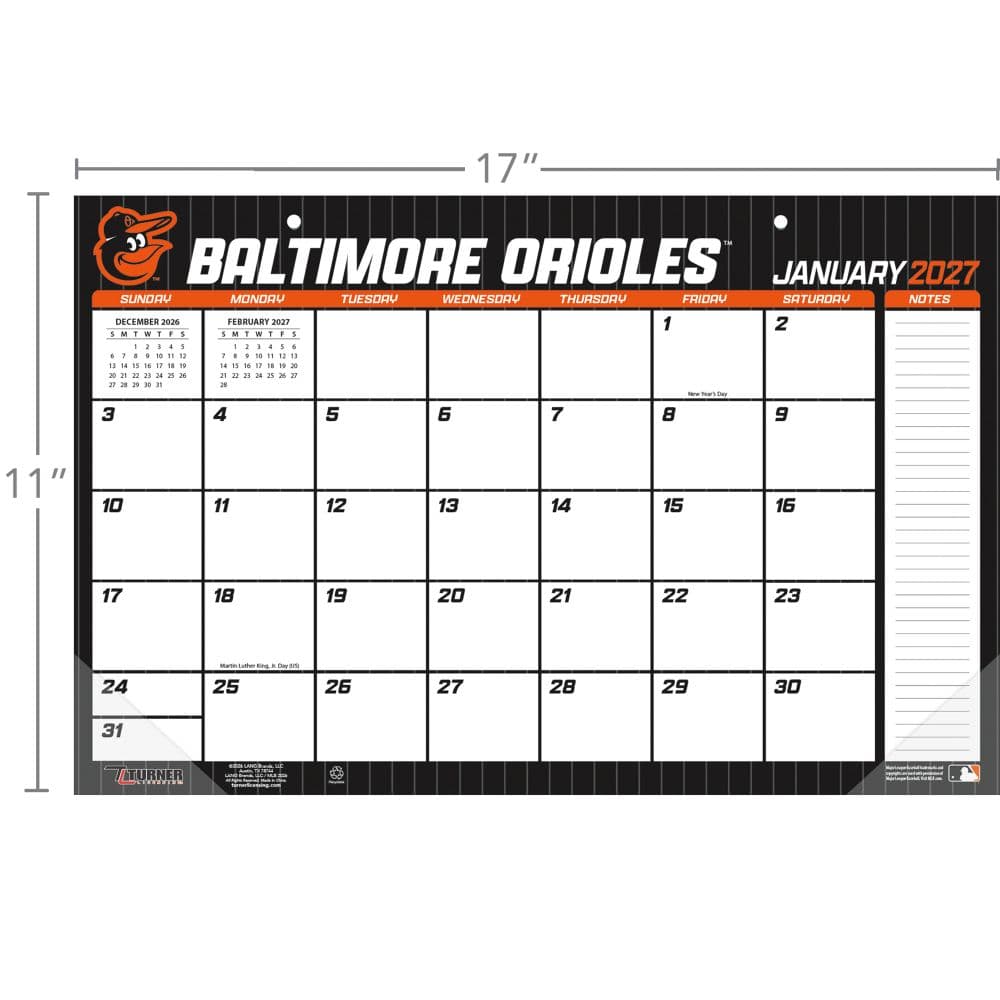 MLB Baltimore Orioles Small 2027 Desk Pad Third Alternate Image