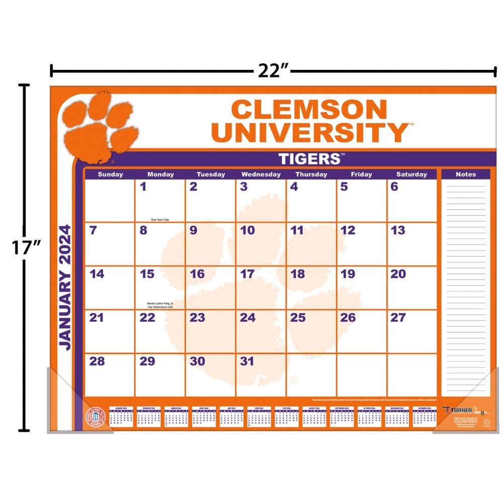 Clemson Tigers 2025 Desk Pad