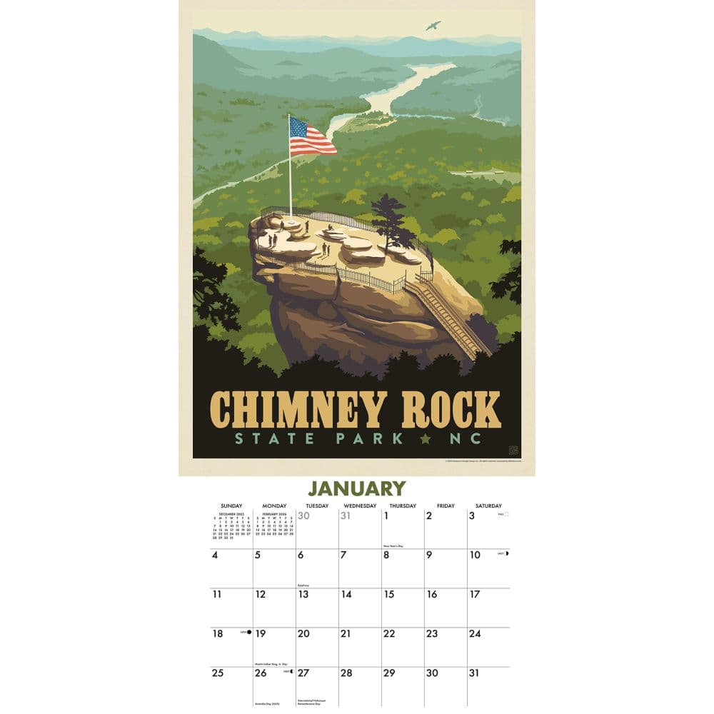 National Monuments Classic Travel Posters 2026 Wall Calendar Second Alternate Image