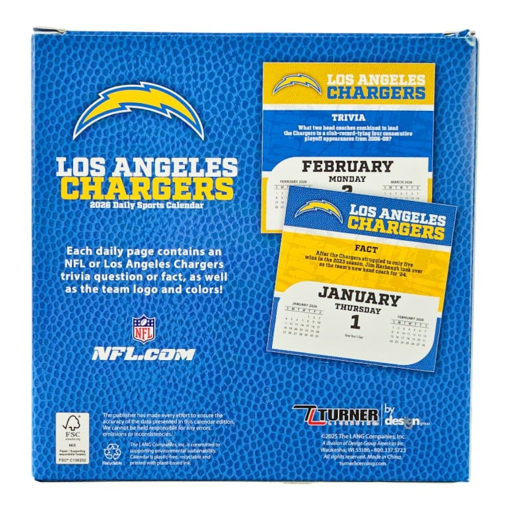 NFL Los Angeles Chargers 2026 Desk Calendar Sixth Alternate Image